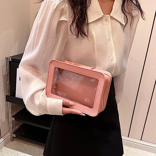 Clear Makeup Bag Organizer (Pink C)