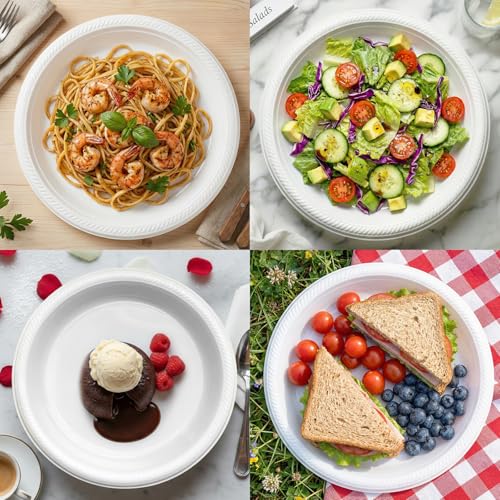 100 pcs 10 Inch White Plastic Plates (White / 100 Pcs)