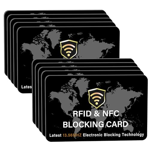 10 Pack RFID Blocking Card for Credit Debit ID Card (Black WM)