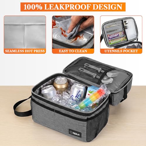 Insulated Lunch Bag for Men Women (Heather Gray)