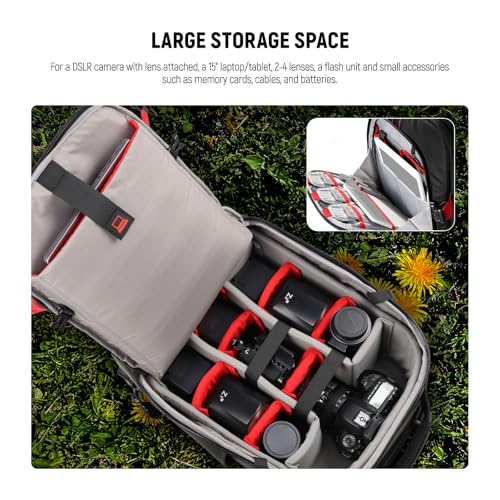2-in-1 Rolling Camera Backpack Trolley Case - Anti-shock Detachable Padded Compartment, Hidden Pull Bar, Durable, Waterproof for Camera,Tripod,Flash Light,Lens,Laptop for Air Travelling(Black) (Nw-da410t)