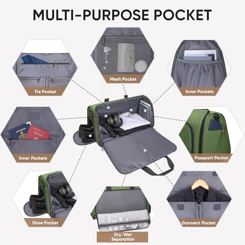 Garment Bags for Travel (Green / Convertible)