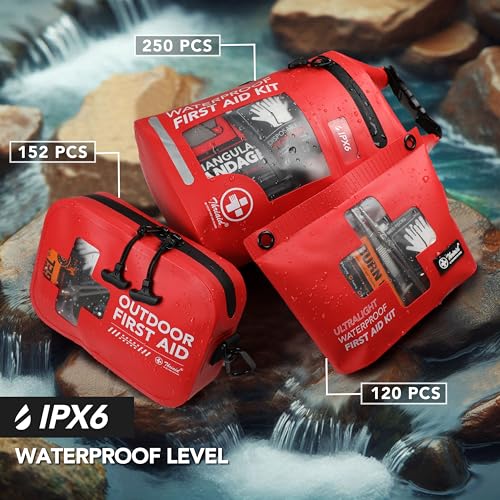 152 PCS Waterproof First Aid Kit (Red / 152 Piece Zipper Bag)