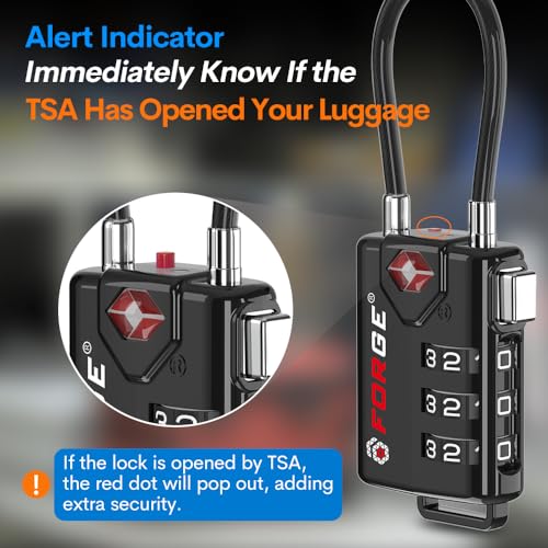 TSA Approved Luggage Locks (4 Colors Cable 4 Pack)