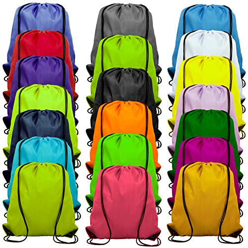 20 Colors Drawstring Backpack Bags Sack Pack Cinch Tote Sport Storage Polyester Bag for Gym Traveling (Multicolor)