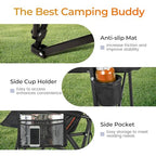 Heavy Duty 550LBS Padded Camping Chairs with Lumbar Support (Black / 1PC)