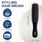 GIO1 2BLK Black Set of 2 Gentle Touch Detangler Hair Brush for Men Women and Kids. Soft Bristles for Sensitive Scalp. Wet and Dry for all Hair Types. Scalp Massager Brush Stimulate Hair Growth (Set / Black)