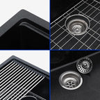 21"x18" Black Undermount Granite Composite Bar Sink Workstation (Black-Workstation / 21"x18")