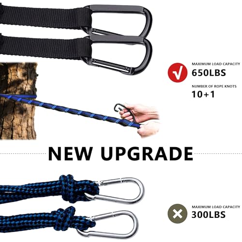 Camping Hammock with Rain Fly Tarp Mosquito Net Heavy Duty Tree Straps Portable Double Parachute Hammocks Tent Waterproof Rainfly Set (Rain Fly Size：98.4x59in / Black)