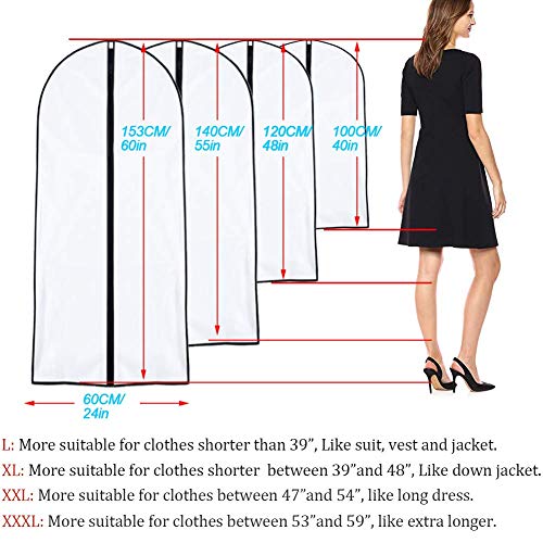 Garment Bags for Hanging Clothes 24"x 48" Suit Covers for Closet Garment Bag Suit Cover for Suits Jacket Dresses Clothes Storage (Black / 24''X48'')
