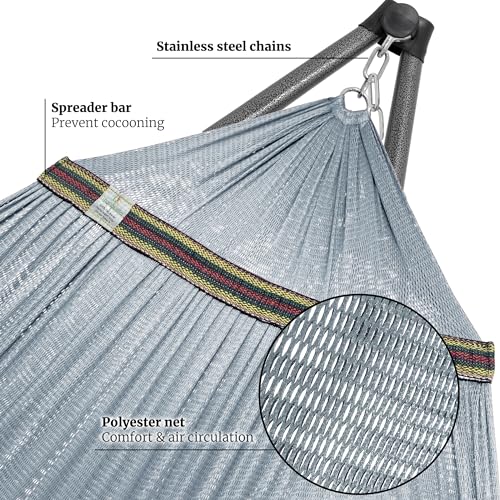Combo Hammocks with Stand for Outside & Tree Straps (Combo - Grey)