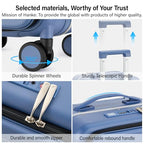 24 Inch Checked Luggage with Cup Holder and USB Ports (Interstellar Blue / 24 Inch)