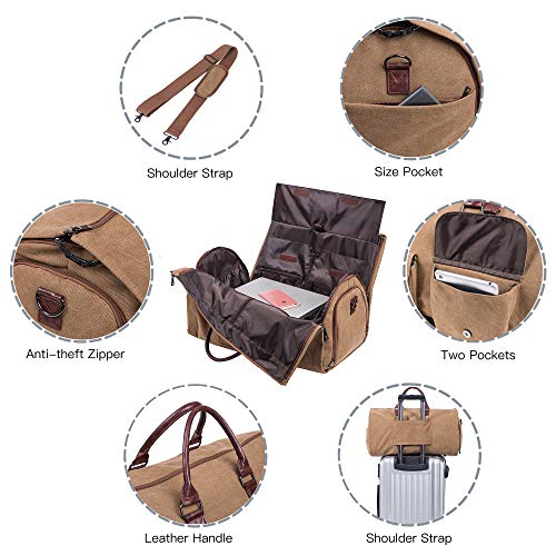 Carry On Garment Bag (Brown-two pockets-Canvas)
