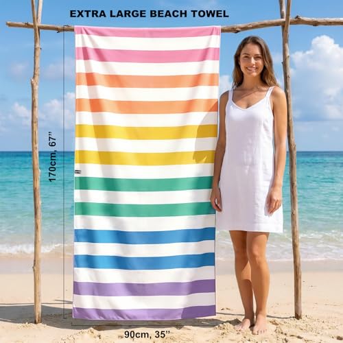Microfiber Beach Towel Sand (I-set (4)-gradient Colors / Extra Large(67x35"))