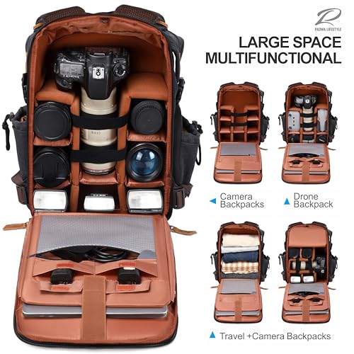 Black Canvas Camera Backpack (Black Canvas / Canvas Bag Flap)
