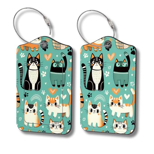 Luggage Tags for Suitcases (Cute Cat Print)