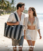 Beach Bags Waterproof Sandproof (Light Green + White)