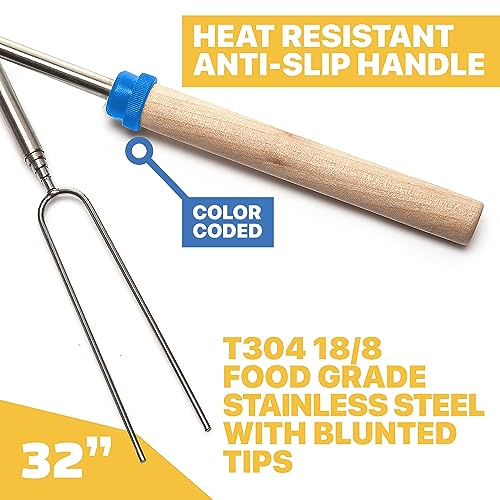 Smores Sticks for Fire Pit Long (12 Fork Set with Storage Bag)