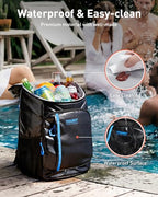 Cooler Backpack Insulated 30 Cans (Silver / Circular zipper)
