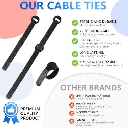 100 x Colourful Reusable Cable Ties (100 Count (Colorful))