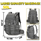 50L Military Tactical Backpack Hiking Waterproof Backpack Large Military Pack 3 Day Assault Pack Molle Bag Rucksack (Grey)