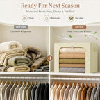 Clothes Storage Bins with Metal Frame for Closet (Beige / 40L)