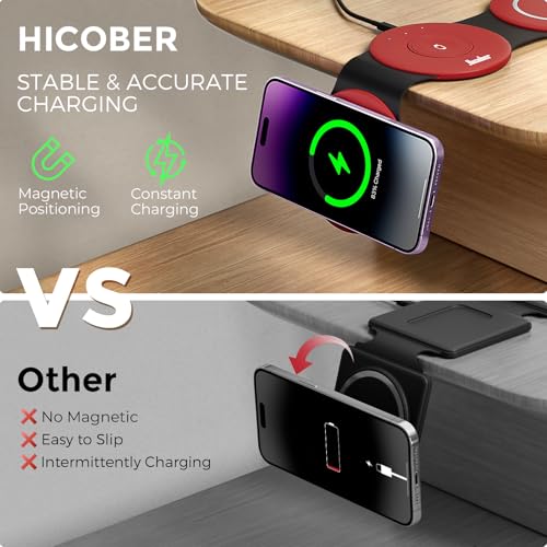 3IN1 Wireless Charging Station for iPhone (Dark Red)