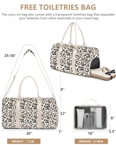 Women Weekender Travel Duffle Bag (12-Leopard Print / Large)