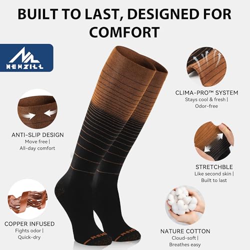 Copper Compression Dress Socks for Women & Men (Small-Medium / [3-pairs] White/Purple/Red)