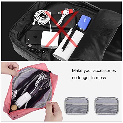2 PACK Accessories Bag for Women Ladies Travel Organizer (Pink)