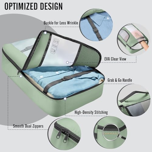 10 Set Packing Cubes for Travel Essentials (09 Matcha Green)