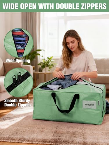 1 Pack Extra Large Moving Bags with Backpack Straps & Handles (Green / 1 Pack)