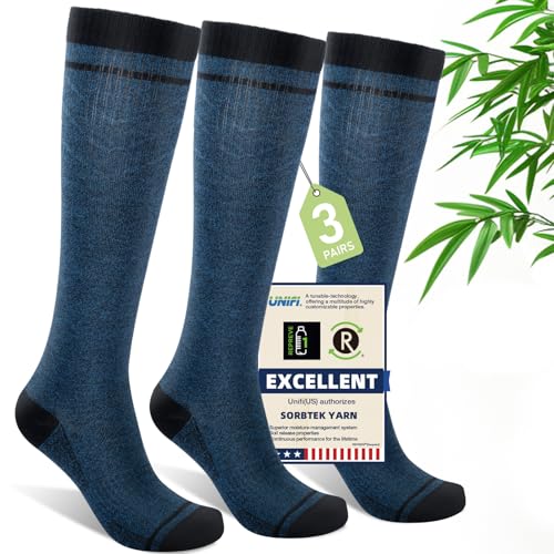 Mens Compression Socks for Men Women (XX-Large / I6-3pairs (Steel Blue))