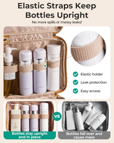 Toiletry Bag Hanging Travel Makeup Organizer with TSA Approved Transparent Cosmetic Bag Makeup Bag for Full Sized Toiletries (Green / Large)