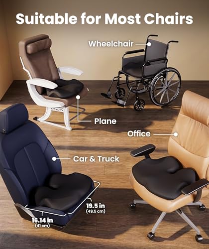 Doctor Recommended Memory Foam Seat Cushion for Office Chairs & Car (Charcoal Black / X-Large)