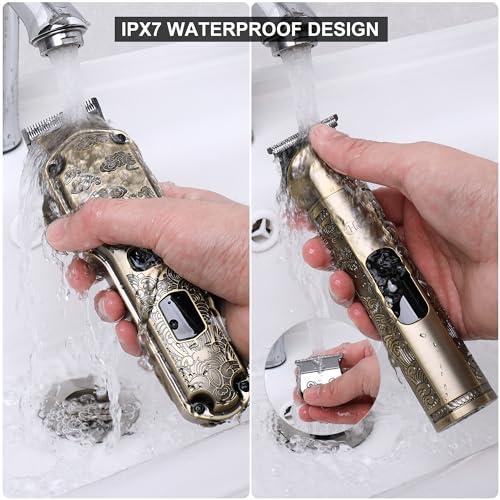Professional Hair Clippers for Men Beard Trimmer Clippers and Trimmer Set Waterproof T (Bronze)