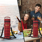 Single Bottle Wine Bag Carrier (Buffalo Plaid Red)