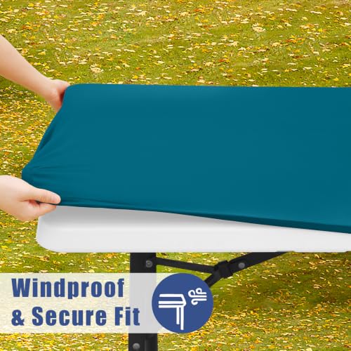 2 Pack Rectangle Spandex Fitted Table Cloth (Peacock Blue / 60" x 30" (Rectangular))