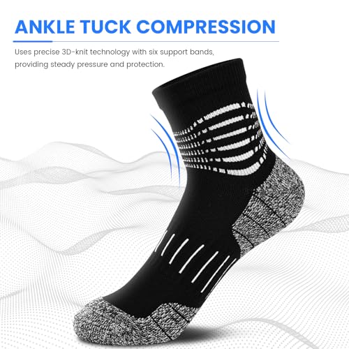 Ankle Compression Socks for Men Athletic Running Socks with Cushioned Support 3 Pairs (X-Large / Zoned Cushion-white(3 Pairs))