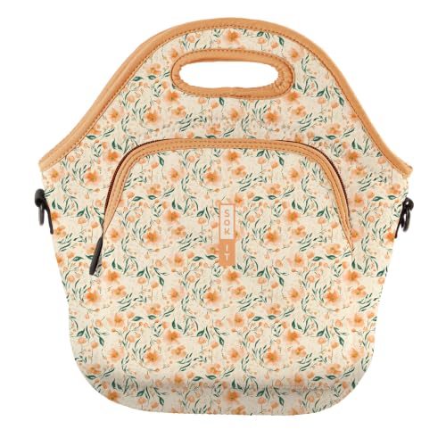 LunchTote Zippered Bag Insulated Neoprene Caddy (Blush Blossoms / X-Large 6.5 Quart Lunch Tote)