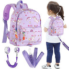 Toddler Backpack Leash with Anti Lost Wrist Link (Purple/Unicorn, Purple Link)