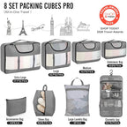 8 Set Packing Cubes for Travel Essentials (04 Gray)