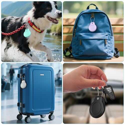 for AirTag Holder Case with Keychain 1st (BlackBlackBlueBlueLight BlueDark PurpleRose Red)
