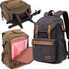 Vintage Canvas Camera Backpack (Coffee)