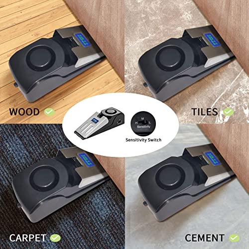 Door Stop Alarm with 120dB Siren (4 Pack)