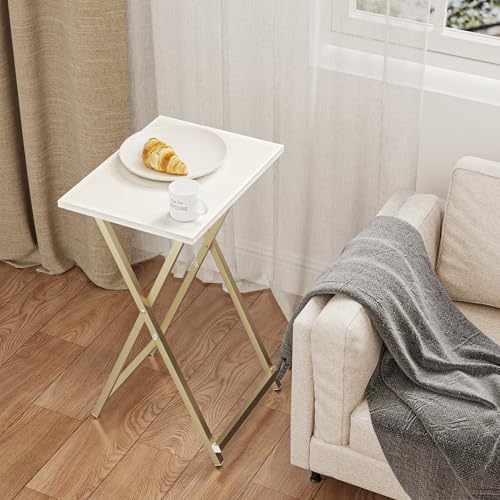 Foldable TV Trays (White & Gold-2pcs)