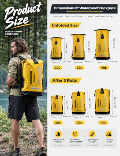 Waterproof Backpack for Men 20L (40L / Yellow)
