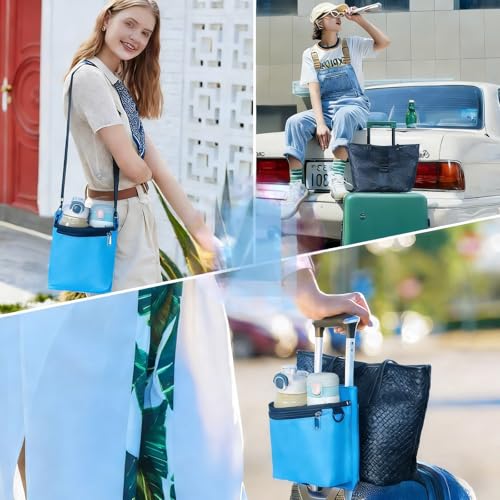 Luggage Travel Cup Holder with Luggage Straps (Blue)