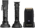 Supreme Trimmer 3-in-1 Barber Bundle | 2Spee Clipper, 2Spee Trimmer & Crunch Foil Shaver | Professional Beard Trimmer Men’s Hair Clipper Kit | (Black)