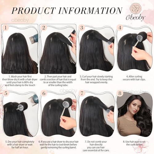 4 Sizes Self Grip Hair Rollers Set (Black)